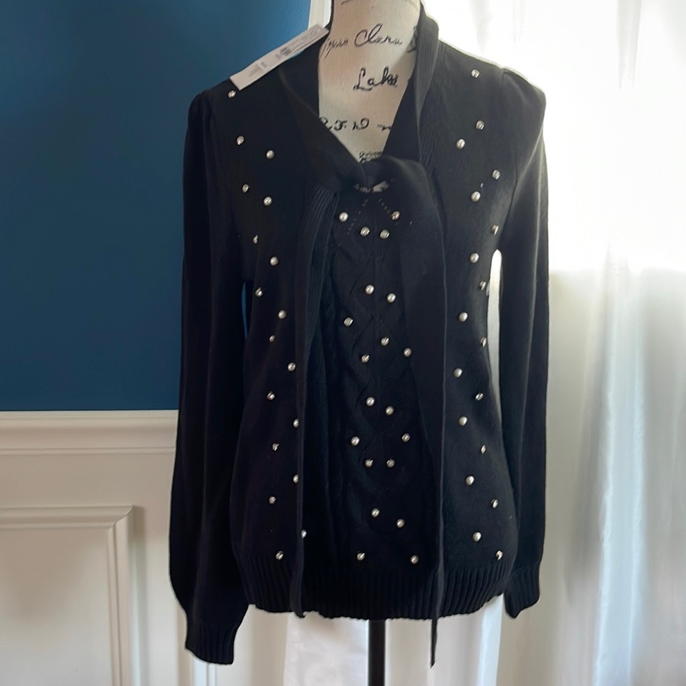 NY and Co rhinestone and pearl sweater